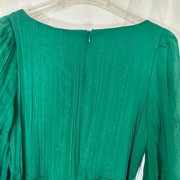 DKNY Green Dress Surplice Neck High Low Hem and 3/4 Length Sleeve Back Zip - Picture 7 of 8